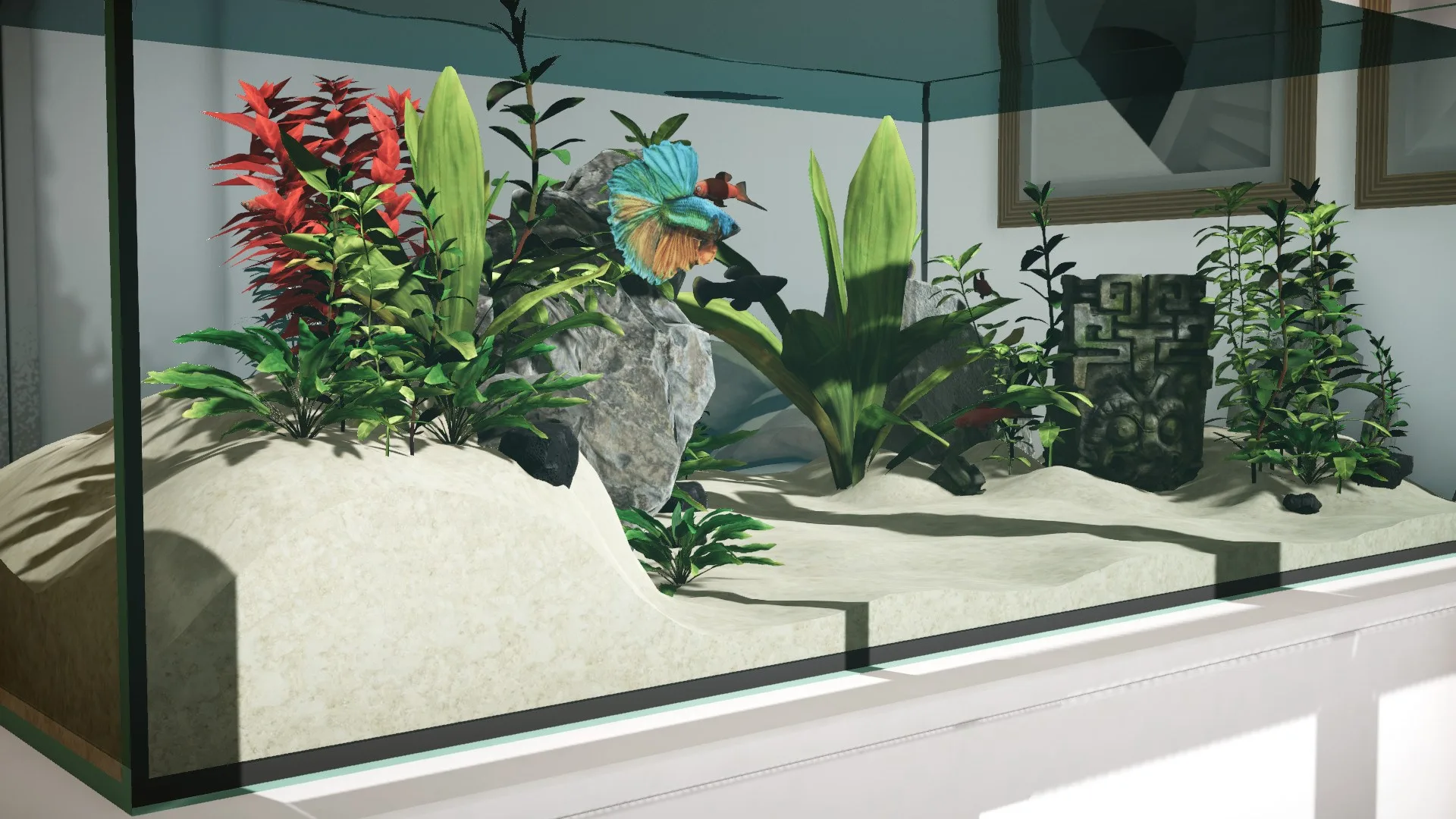 Aquarium Builder - aquarium setup image containing a blue tropical fish.